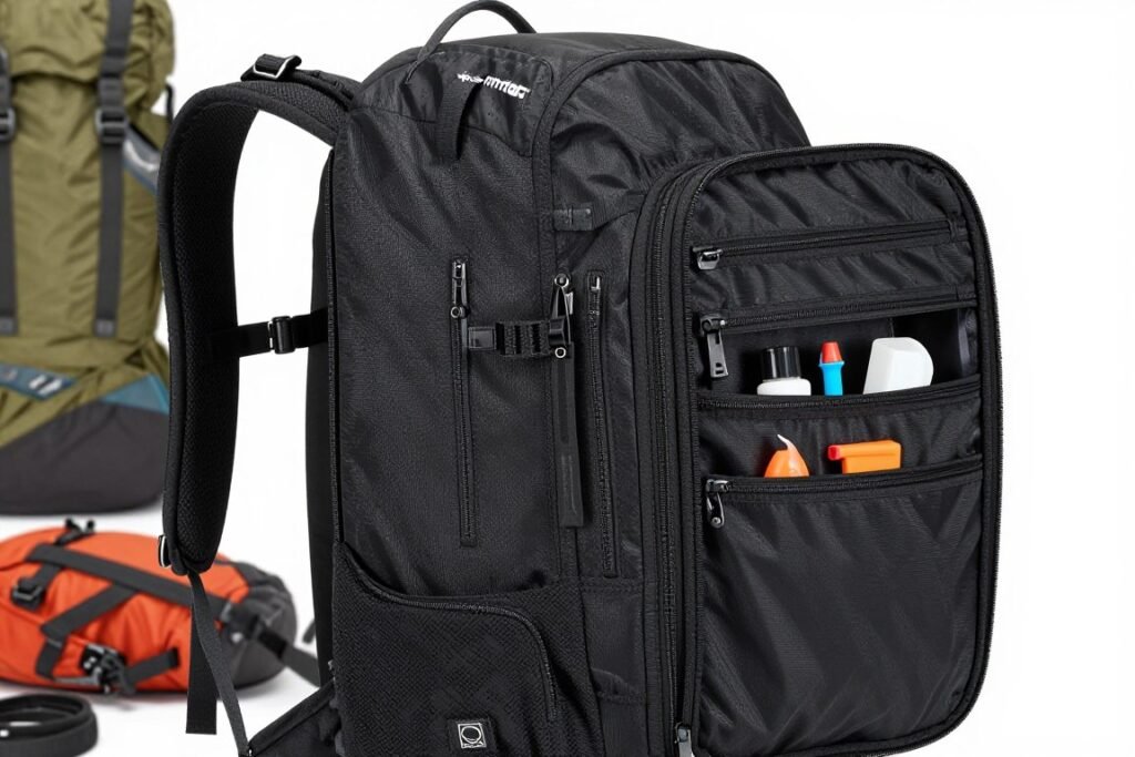 waterproof backpack with multiple compartments for outdoor gear