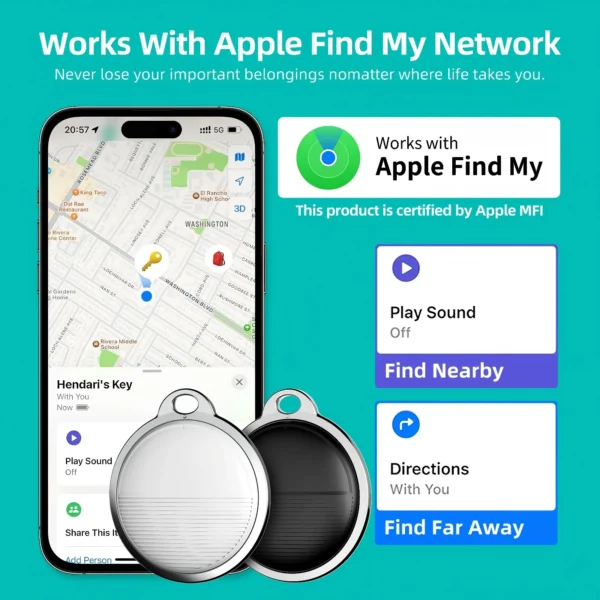 Apple AirTag GPS Tracker – Precision Item Locator for Keys, Wallets, Bags & Pets