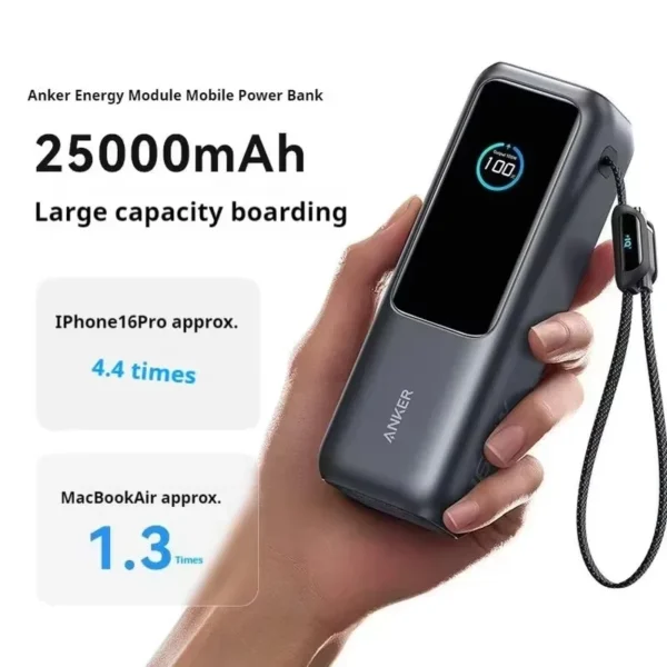 Anker Zolo 25000mAh Power Bank – 165W Fast Charging with Built In Retractable Cables
