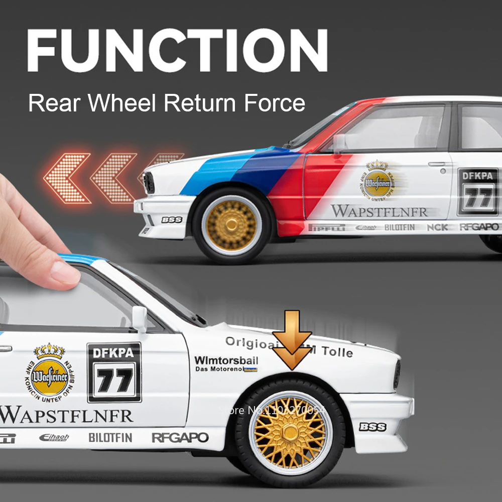 1:24 M3 GTR / M4 Diecast Alloy Model Car – Sound, Lights & Opening Doors Image 3